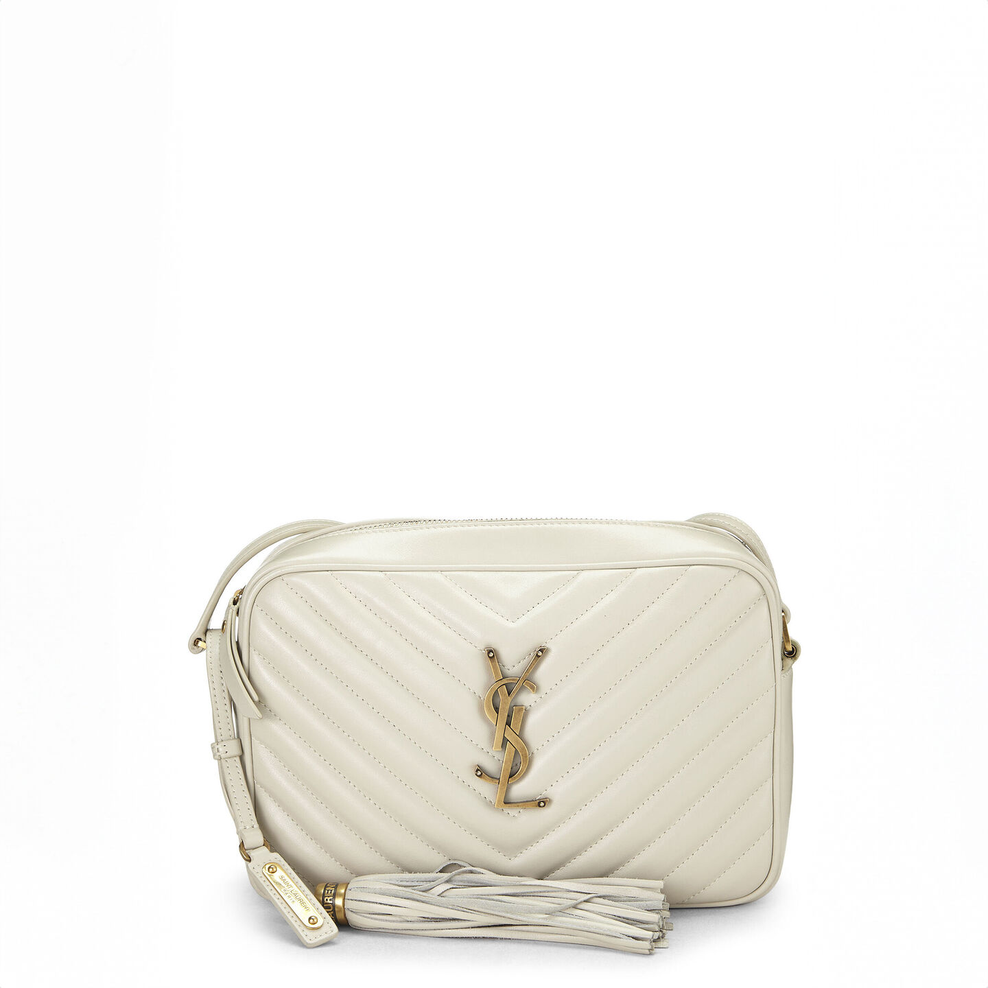 YSL WHITE QUILTED CALFSKIN LOU CAMERA BAG
